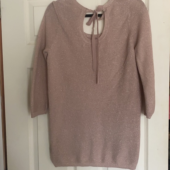 Pink sparkle sweater with tie neck back - Picture 2 of 3